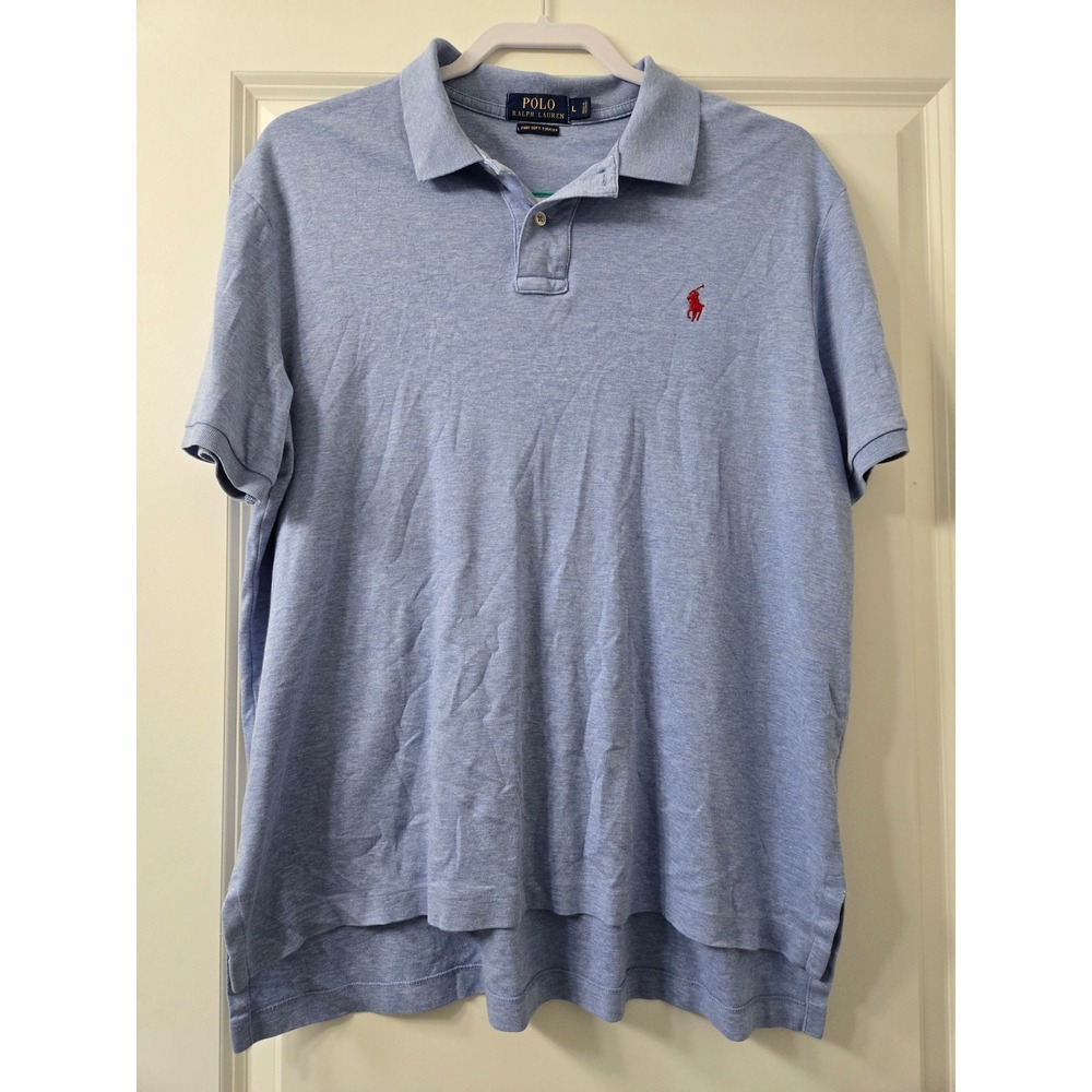 Polo Ralph Lauren Men L Blue Pima Soft Touch Cotton Short Sleeve Polo Shirt